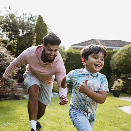 Family playing in the garden